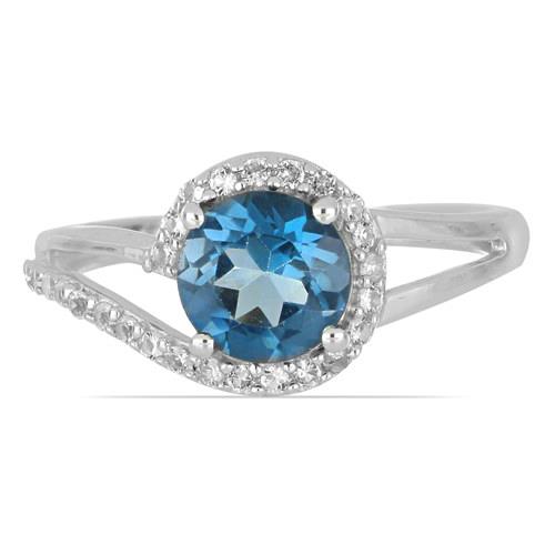 BUY 925 SILVER NATURAL LONDON BLUE TOPAZ GEMSTONE CLASSIC RING